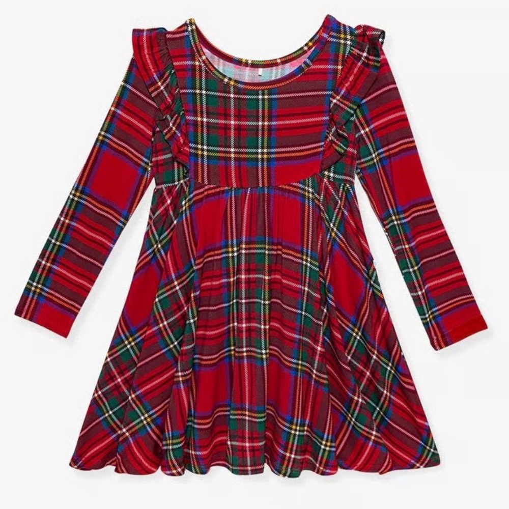 Posh Peanut Christmas Plaid Red and Green Twirl Dress